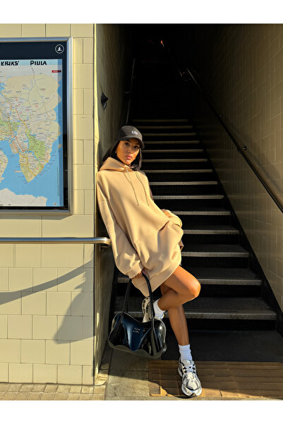 WELOVESTORE Mücevher Detay' Pamuk Penye 3 İplik Şardonlu Elbise