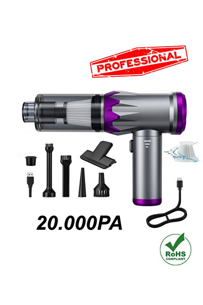 POBO H-8083 20.000Pa Kablosuz Oto Araç Süpürgesi Şarjlı 3 Kademeli Profesyonel Ultra Çekim Güçlü Mini