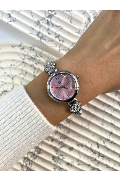 Mazzy Round Stone Cord Inside Pink Women's Wristwatch