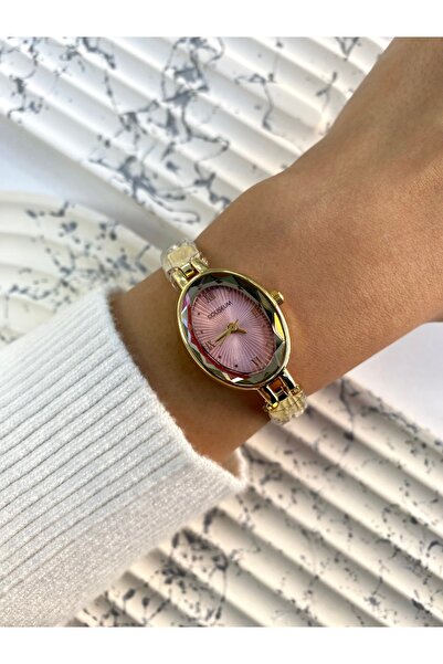 Mazzy ساعة يد نسائية كلاسيكية باللون الذهبي الوردي