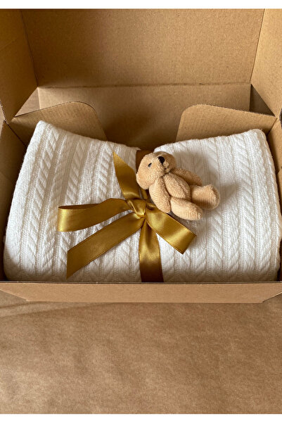 tiny wood Triko Örgü Desen Bebek Pikesi Organik Pamuk Bebek Battaniyesi Ekru ...