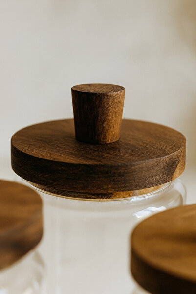 Bohemian Akasya Vakum Kapaklı Cam Kavanoz – 3'lü Set (950 ml & 700 ml & 450 ml)