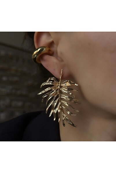 SU PERİSİ TAKI BİJUTERİ GOLD LEAF EARRINGS