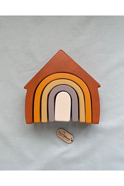 tiny wood Ahşap Waldorf Gökkuşağı Ev Pastel Renkli Doğal Ahşap 5'li Waldorf E...