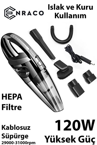 Enraco R-6053 Kablosuz Güçlü El Araç-Ev Süpürgesi Kuru Islak 29000-31000rpm