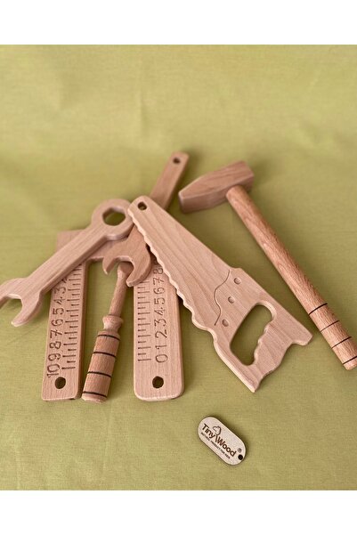 tiny wood Ahşap Oyuncak Tamir Seti Doğal Masif Ahşap Montessori Oyuncak