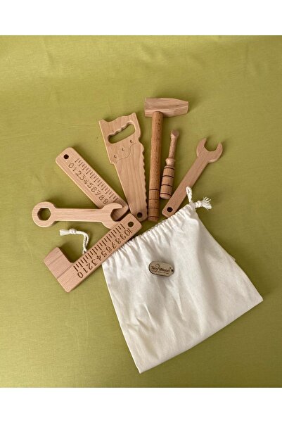 tiny wood Ahşap Oyuncak Tamir Seti Doğal Masif Ahşap Montessori Oyuncak