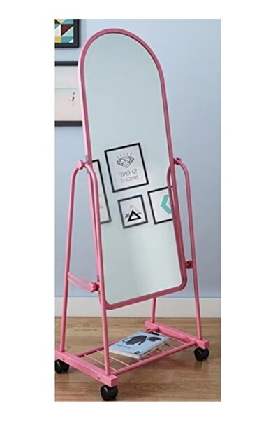 huitich Elegant Reflections Floor Mounted Mirror with Installation Kit Pink 126x46x8.5cm