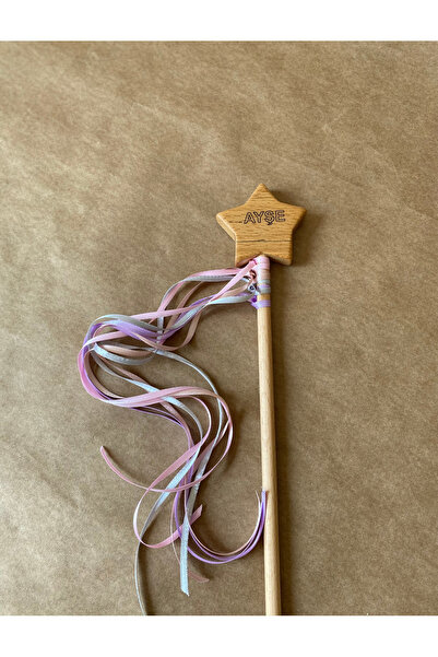 tiny wood İsme Özel Ahşap Yıldız Asa | 20 cm Doğal Sihirli Peri Değneği – Mon...