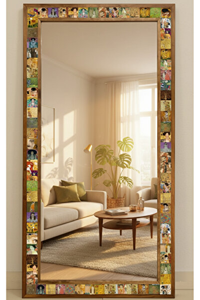 Oscar Stone Decor Ahşap Çerçeveli Mozaik Taş (mermer) Ayna 75x145 Cm Gustav K...