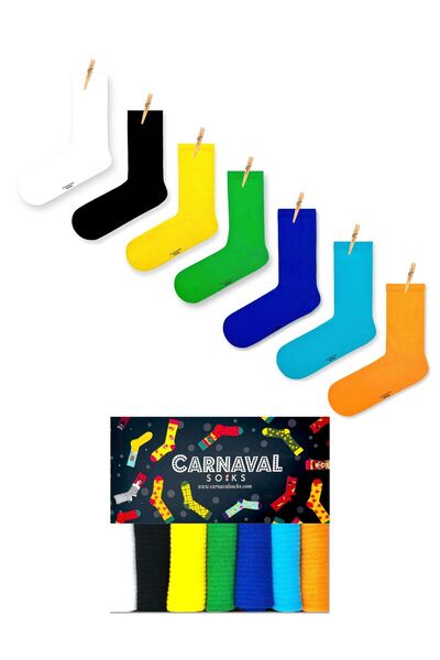 CARNAVAL SOCKS 7’li Düz Sade Renkli Spor Çorap Seti | Unisex Günlük ve Spor Kullanım Çorapları