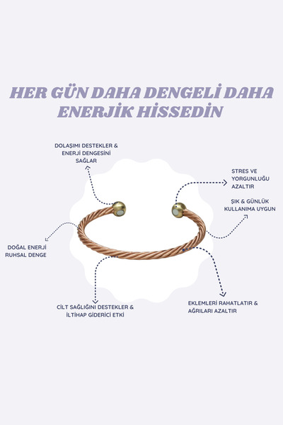 TAKI DERYASI سوار نحاسي ملتوي مغناطيسي، سوار طاقة أنيق وصحي