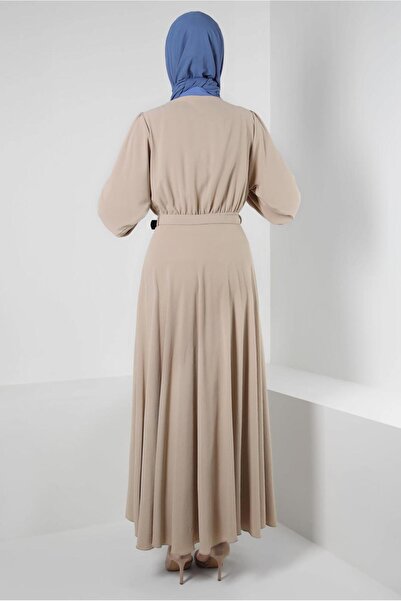 Alvina YAKA DETAYLI DÜĞMELİ KEMERLİ ELBİSE 43937