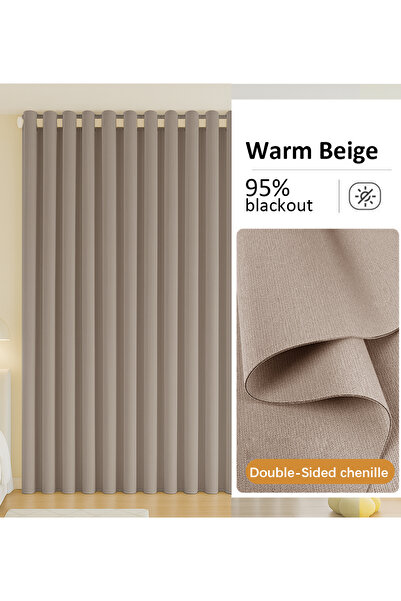 Generic Double-Sided Chenille Grommet Top Blackout Curtain, 1Panel, 2.5mW x 3.1mH, Fits Windows 1.25–1.65m