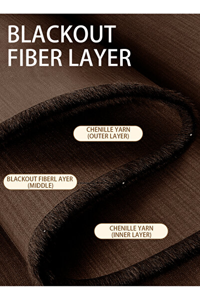 Generic Double-Sided Chenille Grommet Top Blackout Curtain, 1Panel, 2.5mW x 3.1mH, Fits Windows 1.25–1.65m