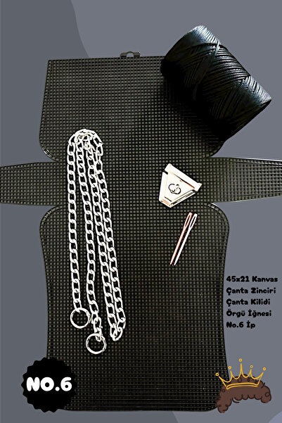 thekam مجموعة حقيبة الحياكة رقم 6 - مادة صنع حقيبة قماش رقم 4 باللون الأسود (...