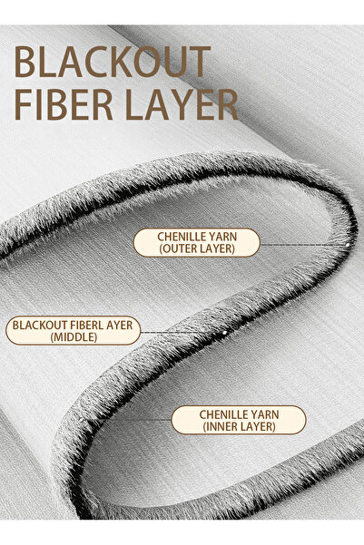 Generic Double-Sided Chenille Grommet Top Blackout Curtain, 1Panel, 2.5mW x 2.7mH, Fits Windows 1.25–1.65m