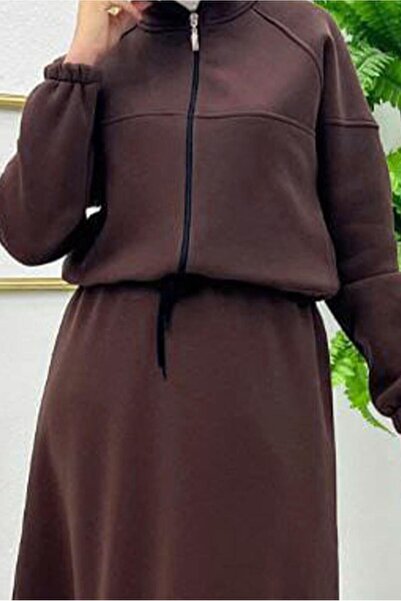 TRENDTESETTÜR KADIN KAHVE BELİ BAĞCIKLI ELBİSE T 1765