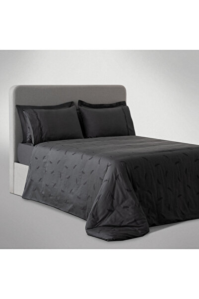 Ecocotton Güz Battal Size Duvet Cover Set 100% Organic Cotton Satin Embroidered Anthracite 240x220 Cm