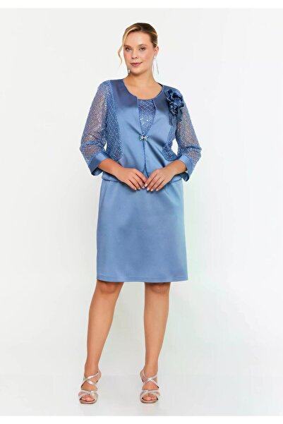 MAXXE 5901PSAT PAYETLİ CEKET KISA SATEN ELBİSE