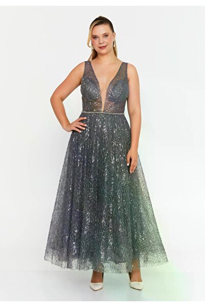 MAXXE 5851STÜ SİMLİ PAYETLİ ELBİSE