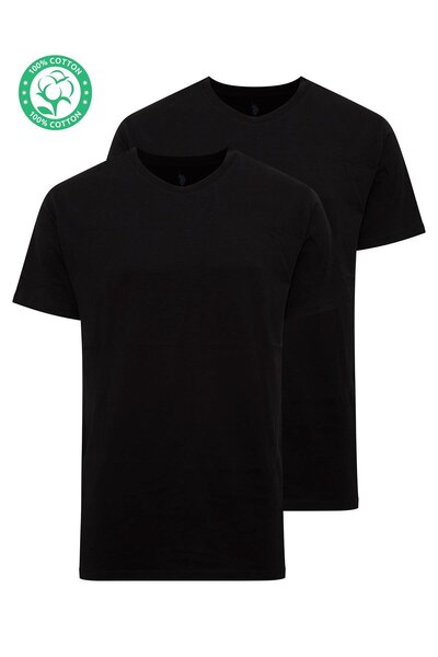 U.S. Polo Assn. - Men's Oversized Black 2-Piece Round Neck T-Shirt