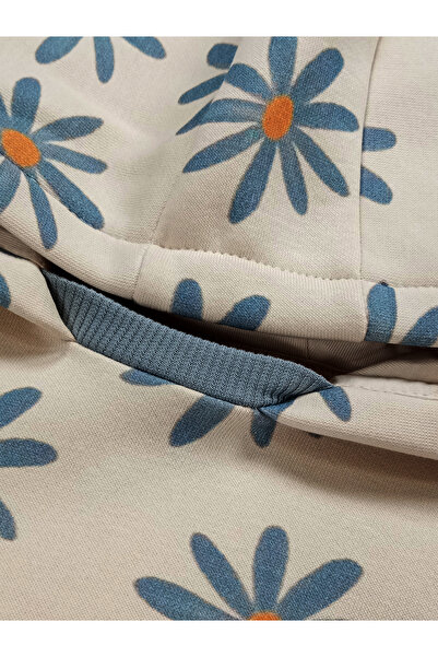 Julayla Papatya Desenli Kapşonlu Bebek Alt Üst Takım