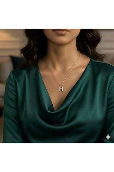 Lovera Jewellery 925 Ayar Gümüş Rose H Harfli Harf Kolye | Kadın Zarif Hediyelik Takı Şık Doğum Günü Hediyesi H Harfi