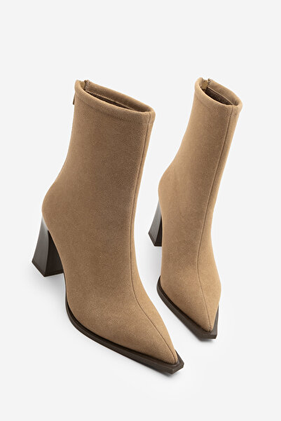 Marjin Жіночі черевики на підборах, гострий носок, застібка-блискавка ззаду, товстий каблук, Kikas Taba, замша