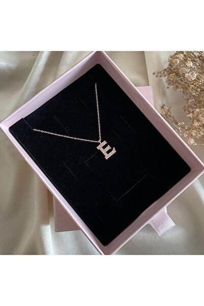 Lovera Jewellery 925 Ayar Gümüş Rose E Harfli Harf Kadın Kolye | Zarif Hediye...
