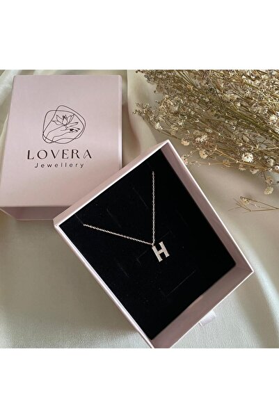 Lovera Jewellery 925 Ayar Gümüş Rose H Harfli Harf Kolye | Kadın Zarif Hediyelik Takı Şık Doğum Günü Hediyesi H Harfi
