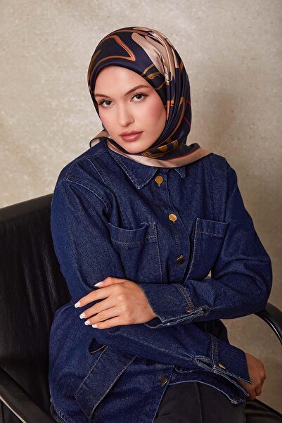 Levidor وشاح حريري بنمط زهرة المنك