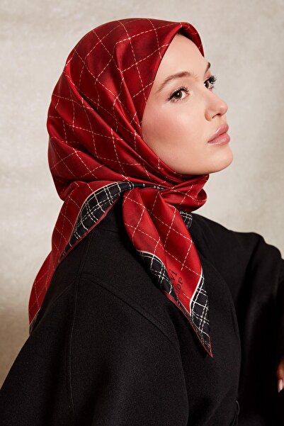 Levidor Red Checkered Twill Silk Scarf