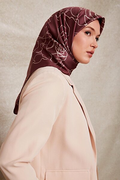 Levidor Violet Rose Pattern Twill Silk Scarf