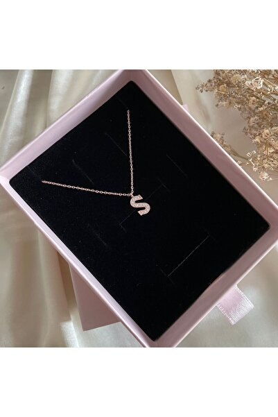 Lovera Jewellery 925 Ayar Gümüş Rose S Harfli Harf Kadın Kolye | Zarif Hediye...