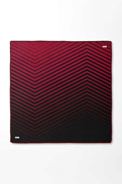 Levidor Red Stripe Patterned Twill Silk Scarf