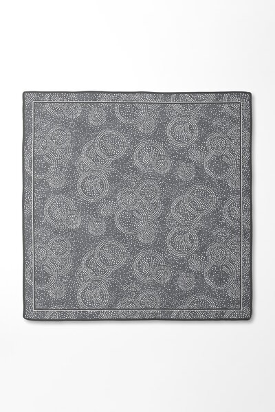 Levidor Gray Dotted Circles Bask. Twill Silk Scarf