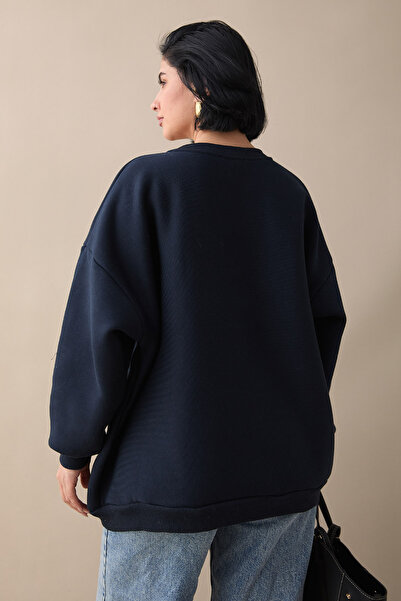InStyle Επεξεργασία κειμένου φιόγκου Navy Blue Sweat
