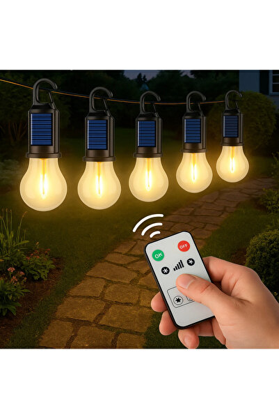 kialed 5'li Taşınabilir Kumandalı Solar Şarjlı Led Ampul