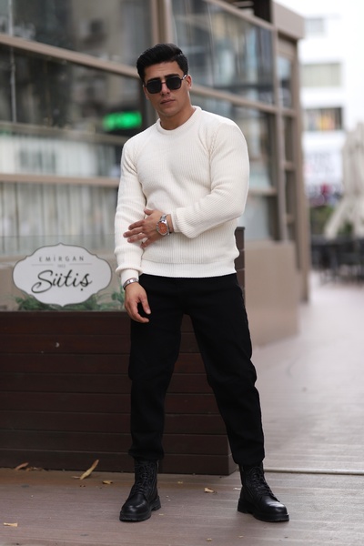 Quafash Men's Crew Neck Wool Blend Thessaloniki Knit Sweater