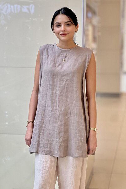 MISS DALIDA Missdalida Sleeveless Linen Tunic