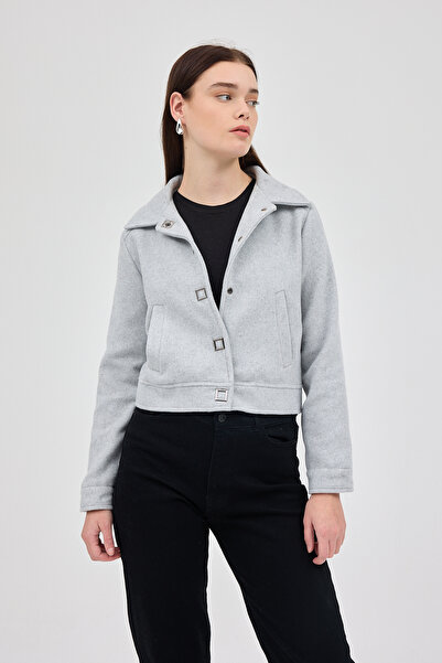 Rays Gri Kısa Astarlı Kaşe Kadın Ceket 3055A