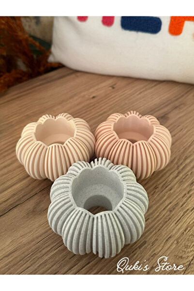 Qukis Store Dekoratif Balkabağı Şeklinde Mumluk Led Mumluk, 3 Adet, Kahvereng...