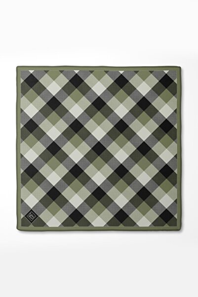 Levidor Μεταξωτό κασκόλ από μετάξι με πράσινες κουκκίδες και καρό