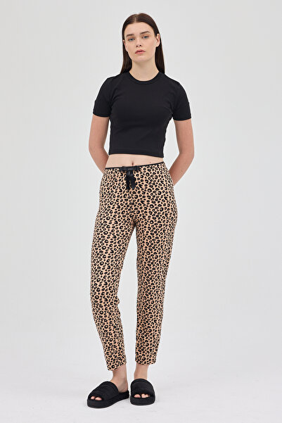 Rays Pantaloni de pijama maro imprimeu leopard pentru femei 4532