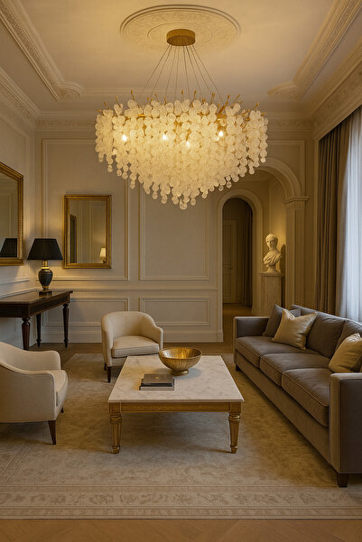 qwell ثريا الثلج الابيض مودرن ذهبي كريستال ثلجي