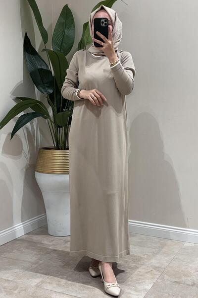 MISS DALIDA Collar and Ankle Stripe Detailed Dress