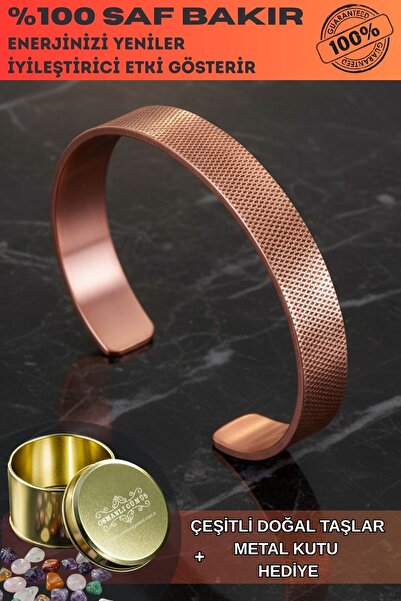 OSMANLI GÜMÜŞ سوار نحاسي للرجال والنساء - سوار بتصميم خطوط متقاطعة من الأحجار...