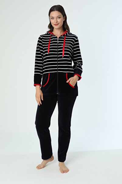 ROMEO LİFE Γυναικείο σετ φόρμας με ρίγες από βαμβακερό βελούδο 2008
