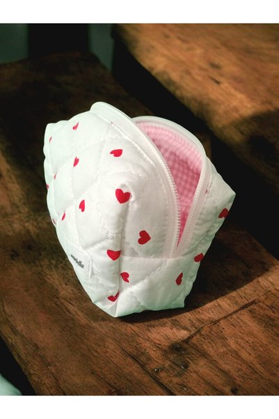 nartella Heart Patterned Makeup Bag - Quilted Bag Organizer